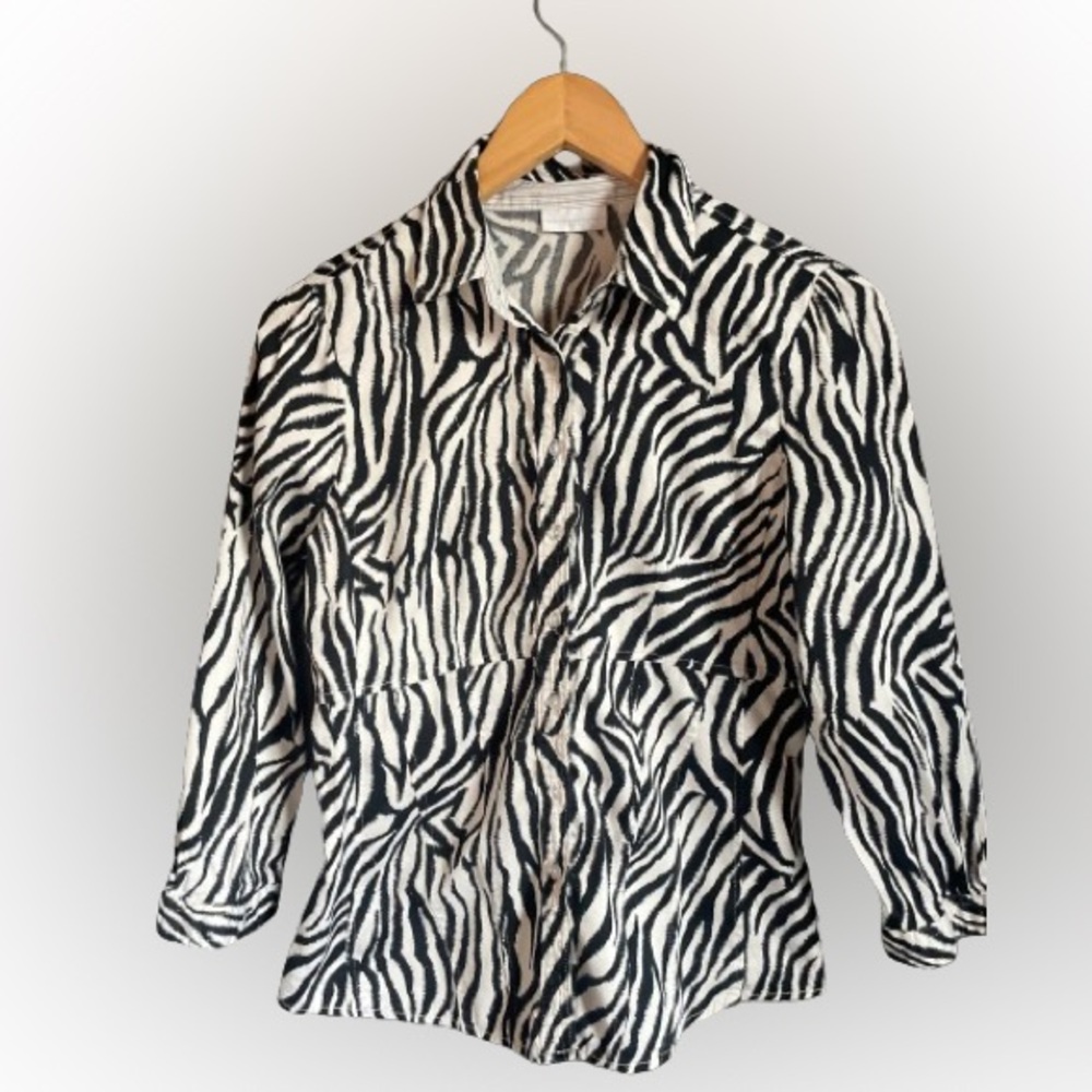 New York & Company Zebra Print Button Down